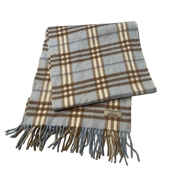 Burberry London Baby Blue Nova Check 100% Cashmere Scarf - Picture 9 of 13
